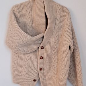 Pendleton 100% Wool Sweater Cardigan  Cream Beige Tan Vintage XL Oversize